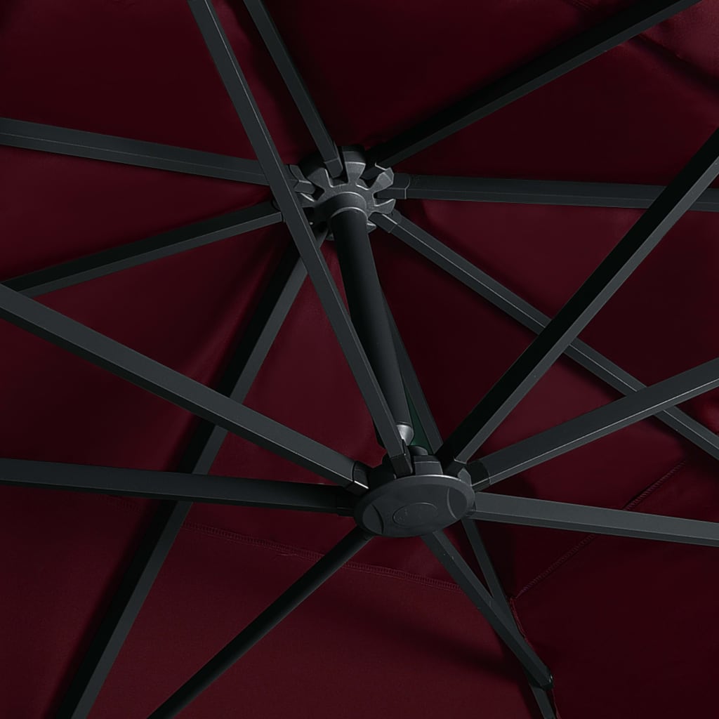 Cantilever Umbrella with LED Lights Bordeaux Red 400x300 cm- Outdoor Umbrellas & Sunshades - HomeShopIreland - Home Shop Ireland - Outdoor Umbrellas & Sunshades - Cantilever Umbrella with LED Lights Bordeaux Red 400x300 cm