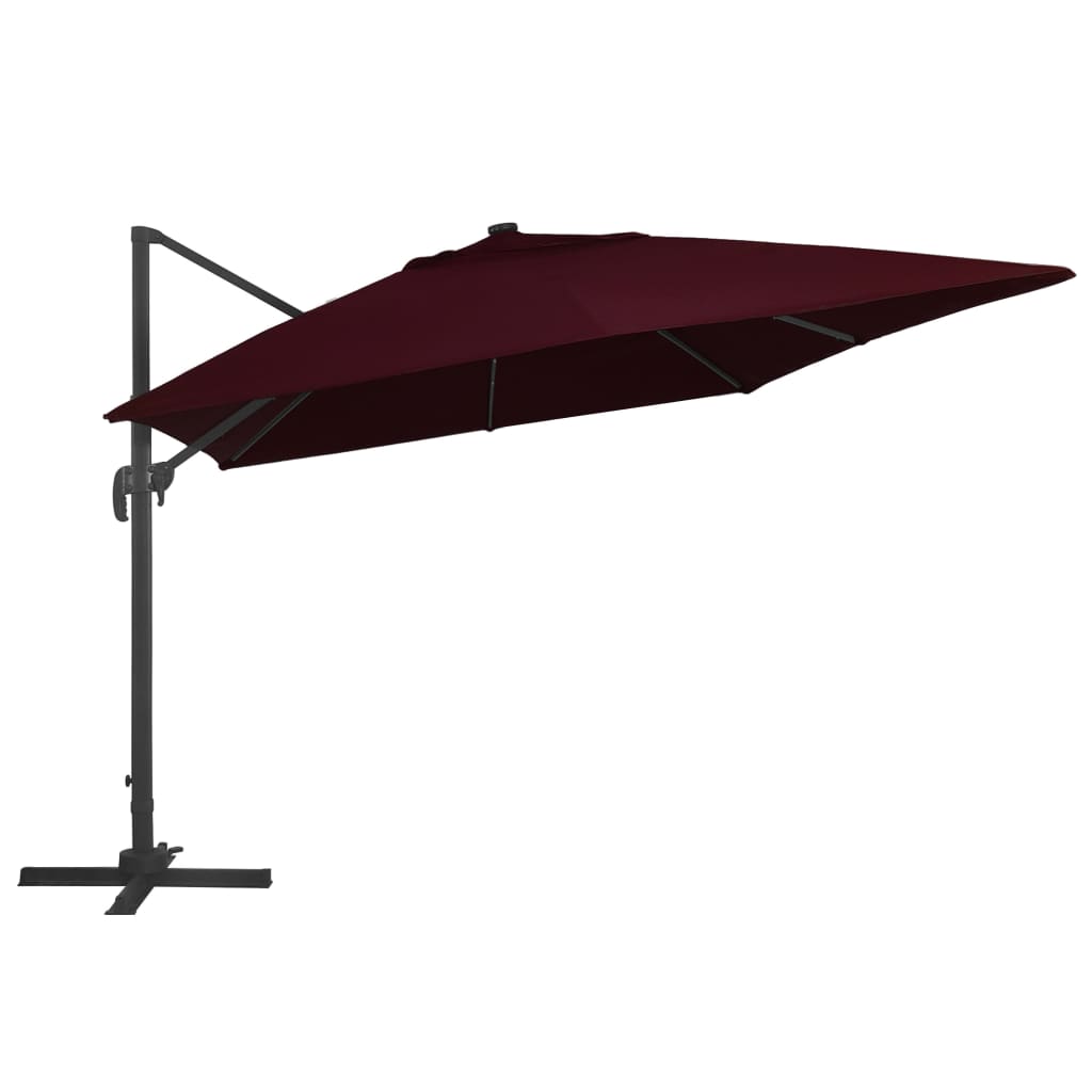 Cantilever Umbrella with LED Lights Bordeaux Red 400x300 cm- Outdoor Umbrellas & Sunshades - HomeShopIreland - Home Shop Ireland - Outdoor Umbrellas & Sunshades - Cantilever Umbrella with LED Lights Bordeaux Red 400x300 cm