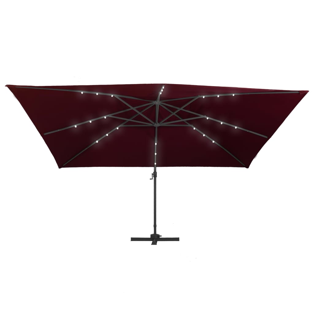 Cantilever Umbrella with LED Lights Bordeaux Red 400x300 cm- Outdoor Umbrellas & Sunshades - HomeShopIreland - Home Shop Ireland - Outdoor Umbrellas & Sunshades - Cantilever Umbrella with LED Lights Bordeaux Red 400x300 cm