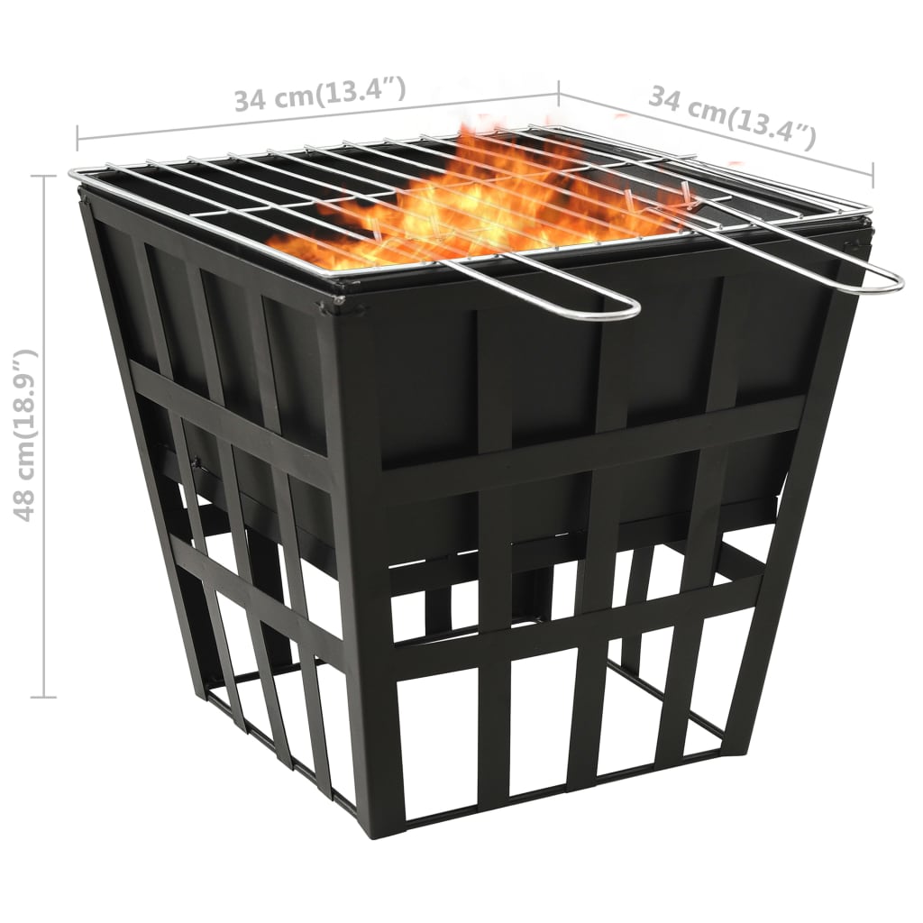 2-in-1 Fire Pit and BBQ 34x34x48 cm Steel- Fireplaces - HomeShopIreland - Home Shop Ireland - Fireplaces - 2-in-1 Fire Pit and BBQ 34x34x48 cm Steel