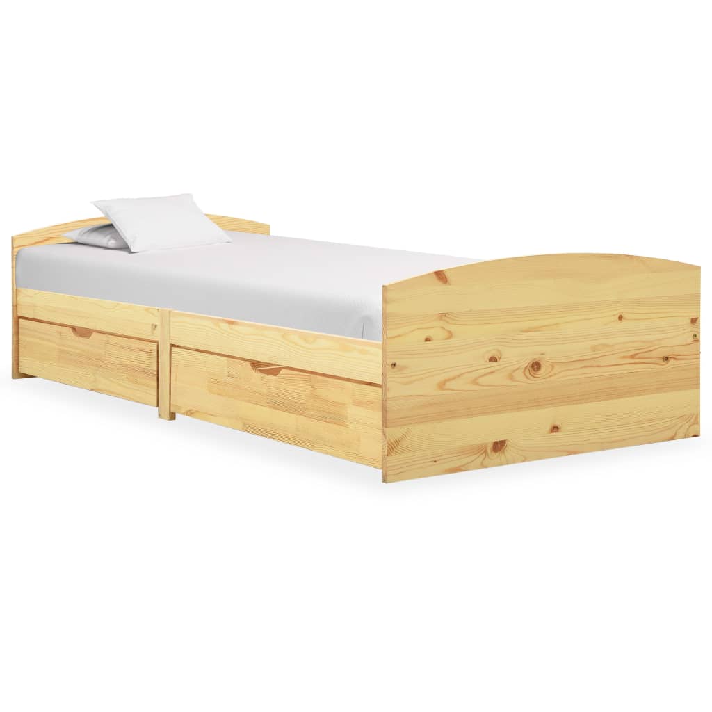 Natural wood twin on sale bed with storage