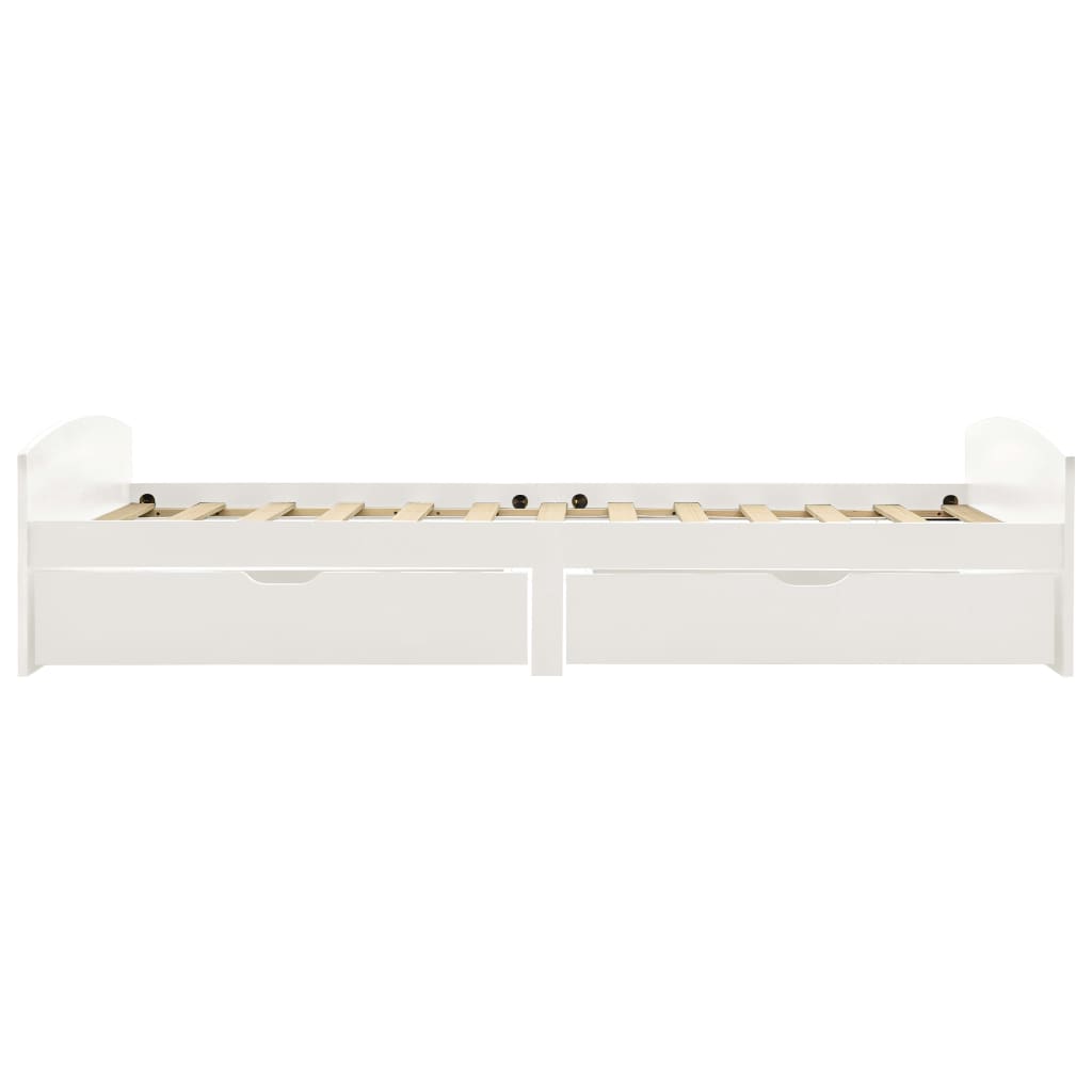 Bed Frame with 2 Drawers White Solid Pine Wood 90x200 cm- Beds & Bed Frames - HomeShopIreland - Home Shop Ireland - Beds & Bed Frames - Bed Frame with 2 Drawers White Solid Pine Wood 90x200 cm