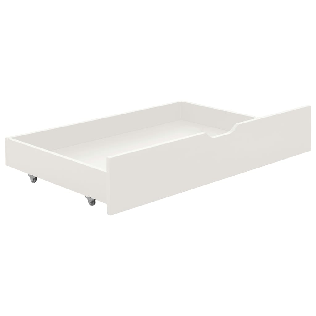 Bed Frame with 2 Drawers White Solid Pine Wood 90x200 cm- Beds & Bed Frames - HomeShopIreland - Home Shop Ireland - Beds & Bed Frames - Bed Frame with 2 Drawers White Solid Pine Wood 90x200 cm