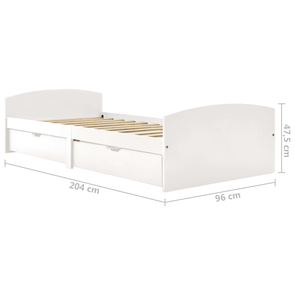 Bed Frame with 2 Drawers White Solid Pine Wood 90x200 cm- Beds & Bed Frames - HomeShopIreland - Home Shop Ireland - Beds & Bed Frames - Bed Frame with 2 Drawers White Solid Pine Wood 90x200 cm