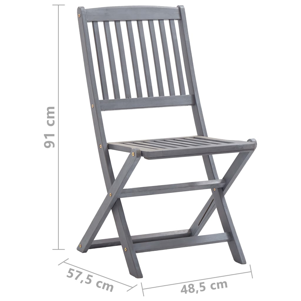 5 Piece Garden Dining Set Solid Acacia Wood Grey- Outdoor Furniture Sets - HomeShopIreland - Home Shop Ireland - Outdoor Furniture Sets - 5 Piece Garden Dining Set Solid Acacia Wood Grey
