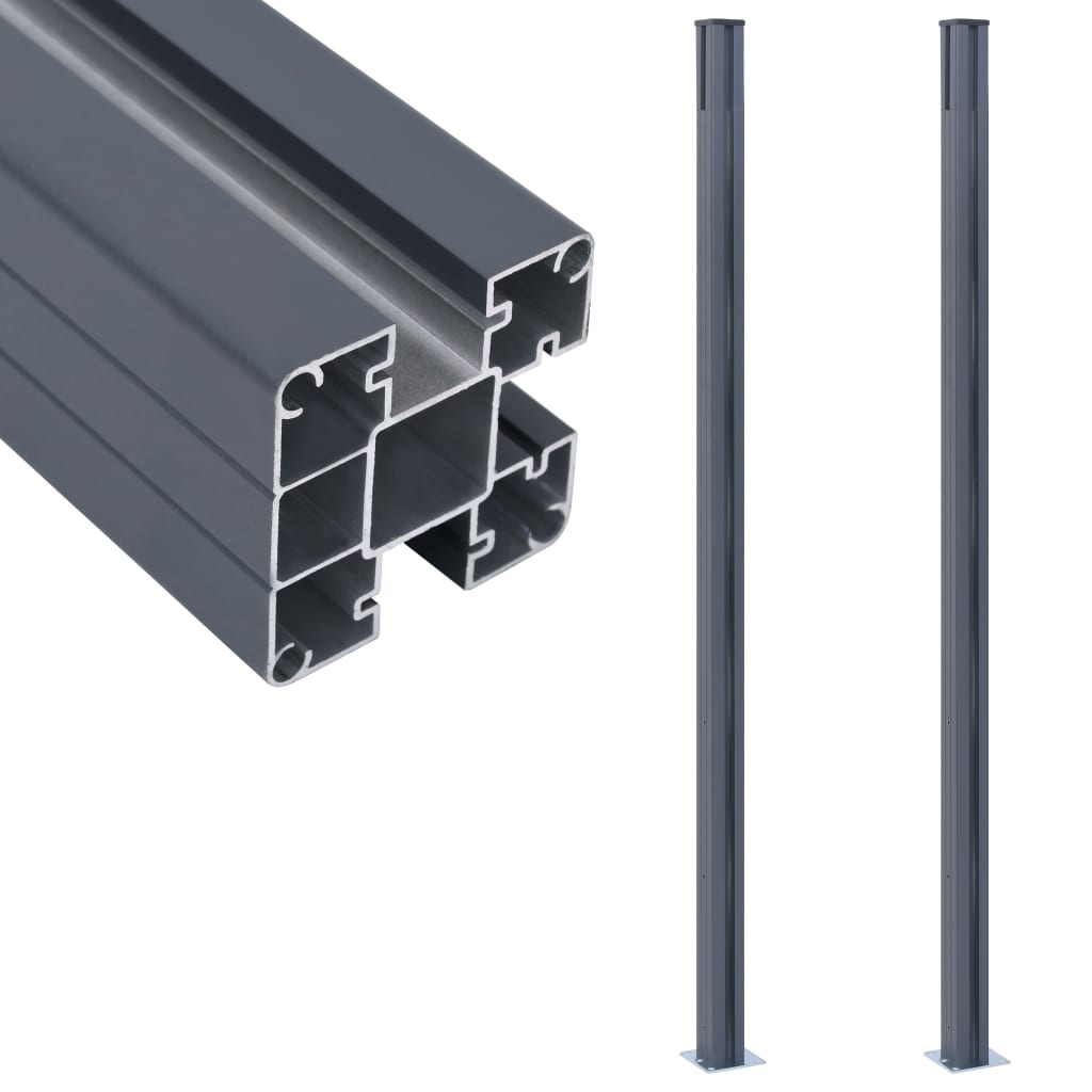 Fence Posts 2 pcs Dark Grey 185 cm Aluminium- Fence Posts & Rails - HomeShopIreland - Home Shop Ireland - Fence Posts & Rails - Fence Posts 2 pcs Dark Grey 185 cm Aluminium