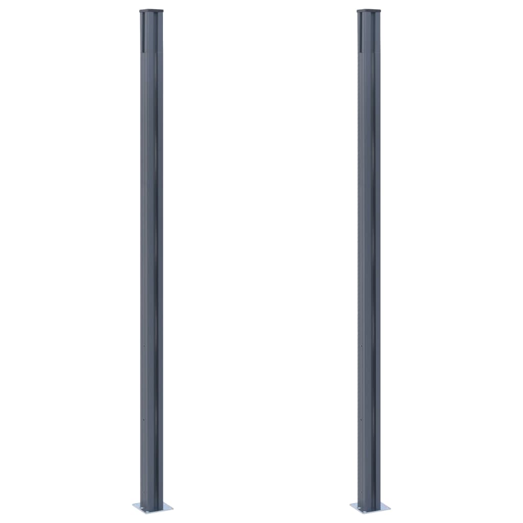 Fence Posts 2 pcs Dark Grey 185 cm Aluminium- Fence Posts & Rails - HomeShopIreland - Home Shop Ireland - Fence Posts & Rails - Fence Posts 2 pcs Dark Grey 185 cm Aluminium
