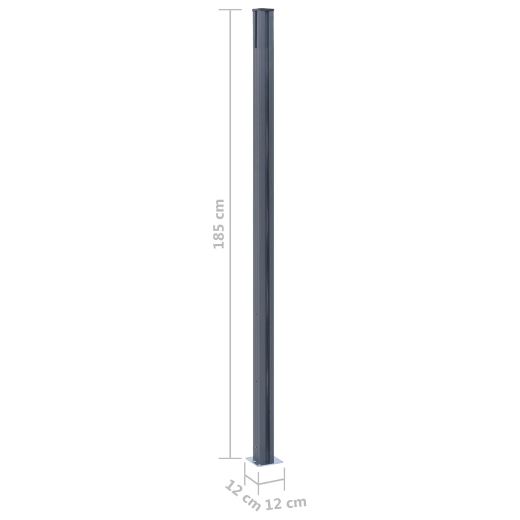 Fence Posts 2 pcs Dark Grey 185 cm Aluminium- Fence Posts & Rails - HomeShopIreland - Home Shop Ireland - Fence Posts & Rails - Fence Posts 2 pcs Dark Grey 185 cm Aluminium