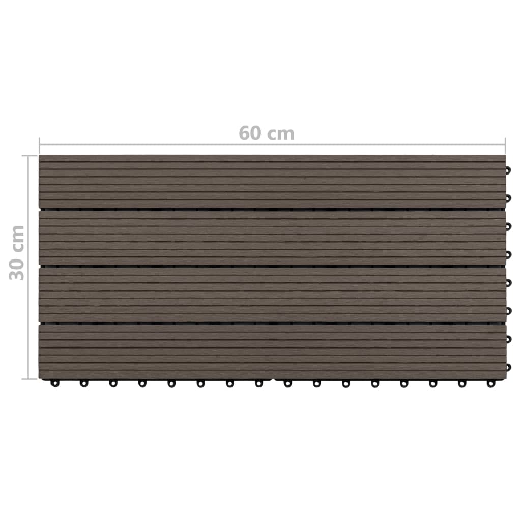 Decking Tiles 6 pcs WPC 60x30 cm 1.08 m² Dark Brown- Flooring & Carpet - HomeShopIreland - Home Shop Ireland - Flooring & Carpet - Decking Tiles 6 pcs WPC 60x30 cm 1.08 mÂ² Dark Brown