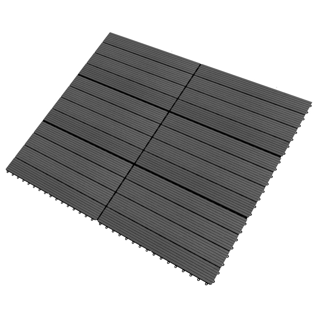 Decking Tiles 6 pcs WPC 60x30 cm 1.08 m² Black- Flooring & Carpet - HomeShopIreland - Home Shop Ireland - Flooring & Carpet - Decking Tiles 6 pcs WPC 60x30 cm 1.08 mÂ² Black