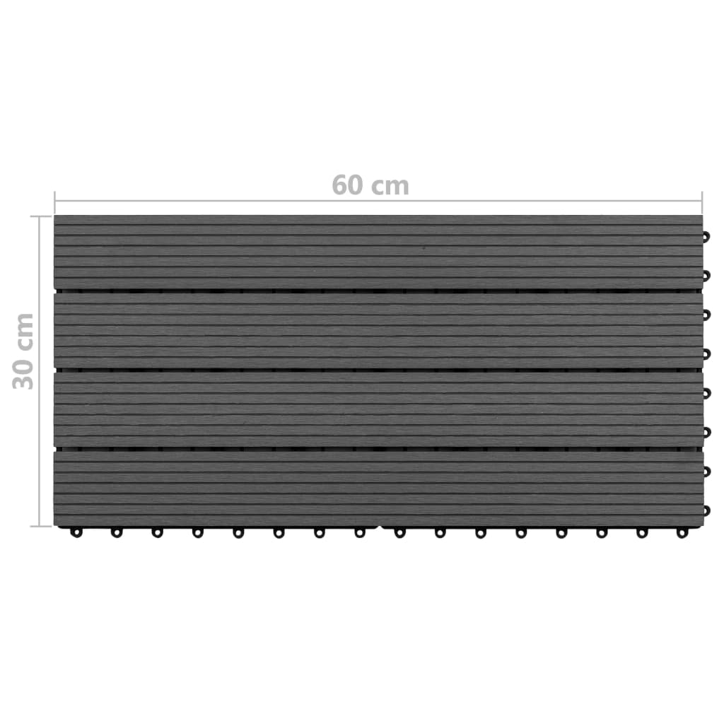 Decking Tiles 6 pcs WPC 60x30 cm 1.08 m² Black- Flooring & Carpet - HomeShopIreland - Home Shop Ireland - Flooring & Carpet - Decking Tiles 6 pcs WPC 60x30 cm 1.08 mÂ² Black
