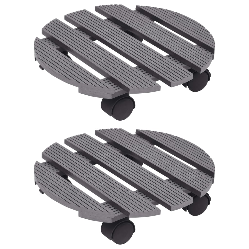 Plant Trolleys 2 pcs Grey Ã˜30x7.5 cm WPC- Plant Stands - HomeShopIreland - Home Shop Ireland - Plant Stands - Plant Trolleys 2 pcs Grey Ã˜30x7.5 cm WPC
