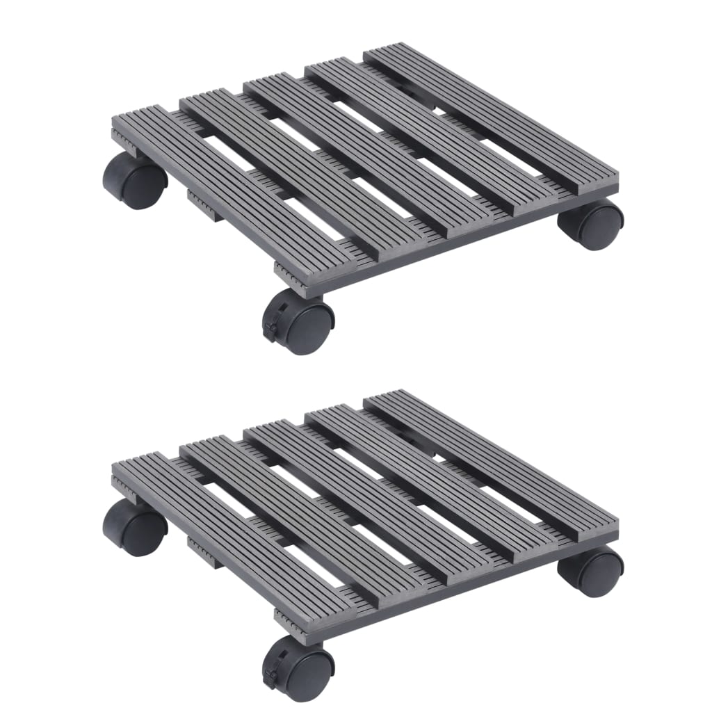 Plant Trolleys 2 pcs Grey 30x30x7.5 cm WPC- Plant Stands - HomeShopIreland - Home Shop Ireland - Plant Stands - Plant Trolleys 2 pcs Grey 30x30x7.5 cm WPC
