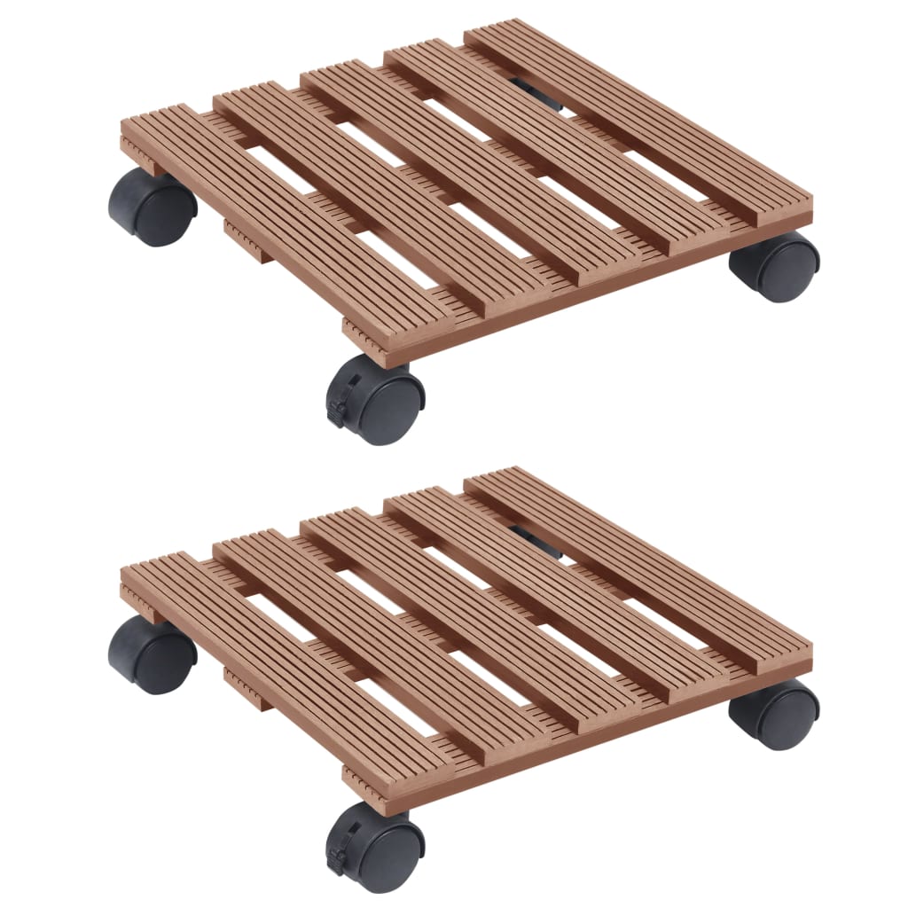 Plant Trolleys 2 pcs Brown 30x30x7.5 cm WPC- Plant Stands - HomeShopIreland - Home Shop Ireland - Plant Stands - Plant Trolleys 2 pcs Brown 30x30x7.5 cm WPC