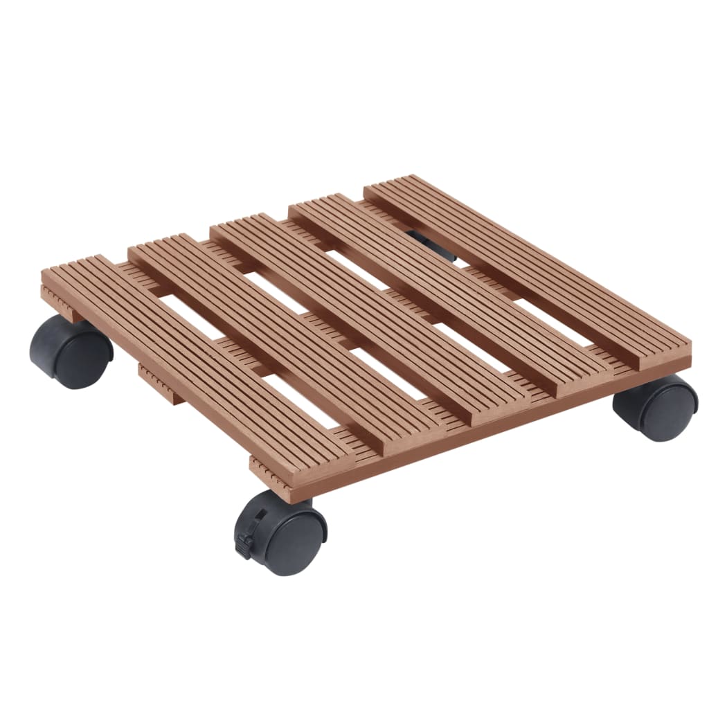 Plant Trolleys 2 pcs Brown 30x30x7.5 cm WPC- Plant Stands - HomeShopIreland - Home Shop Ireland - Plant Stands - Plant Trolleys 2 pcs Brown 30x30x7.5 cm WPC