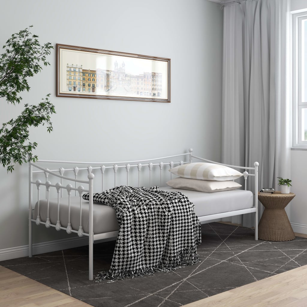 Sofa Bed Frame White Metal 90x200 cm- Beds & Bed Frames - HomeShopIreland - Home Shop Ireland - Beds & Bed Frames - Sofa Bed Frame White Metal 90x200 cm