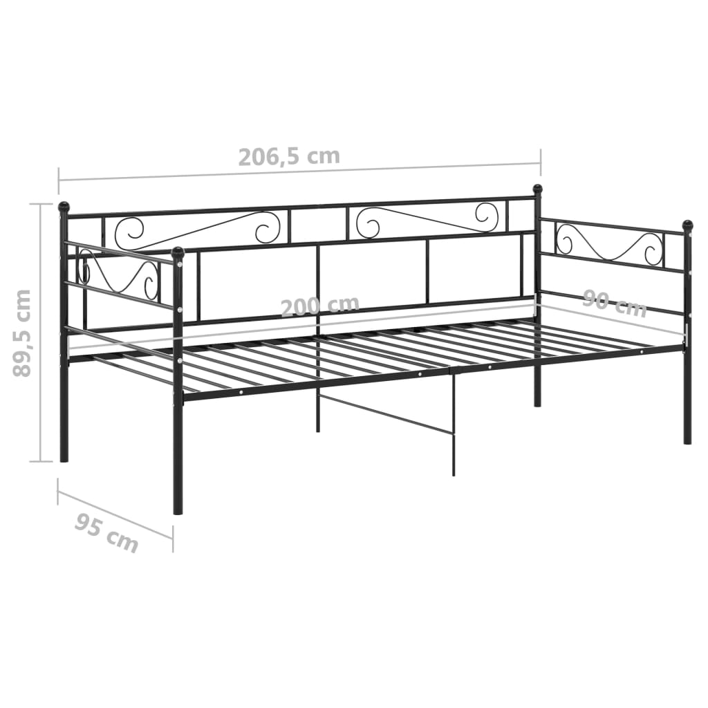 Sofa Bed Frame Black Metal 90x200 cm- Beds & Bed Frames - HomeShopIreland - Home Shop Ireland - Beds & Bed Frames - Sofa Bed Frame Black Metal 90x200 cm
