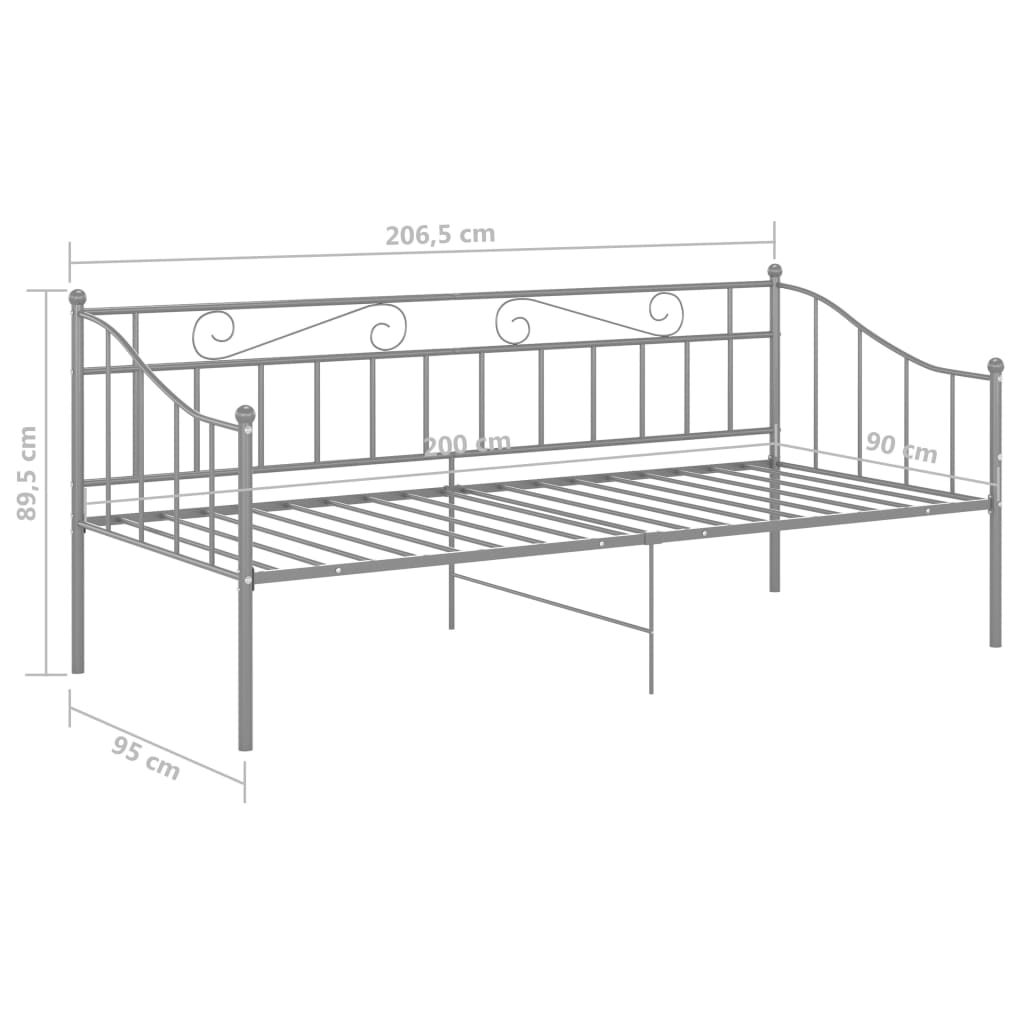 Sofa Bed Frame Grey Metal 90x200 cm- Beds & Bed Frames - HomeShopIreland - Home Shop Ireland - Beds & Bed Frames - Sofa Bed Frame Grey Metal 90x200 cm