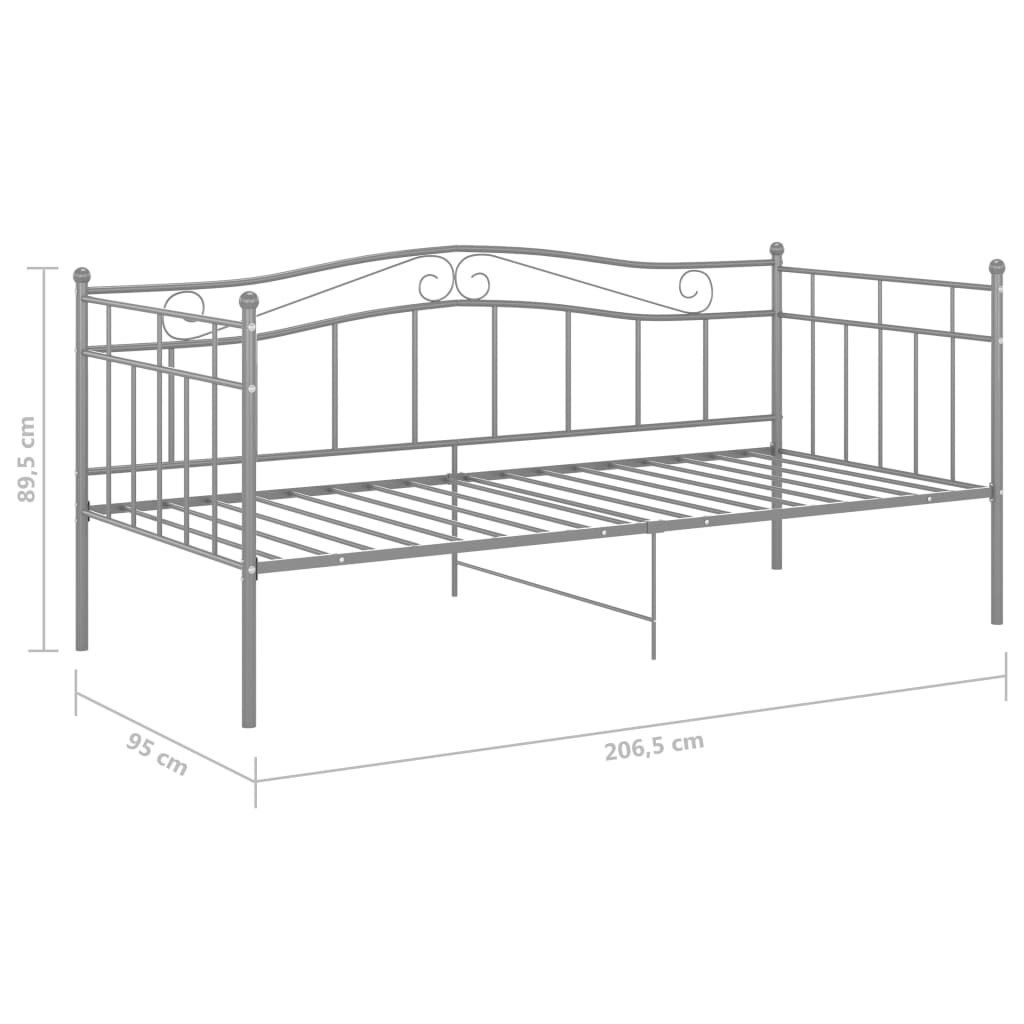 Sofa Bed Frame Grey Metal 90x200 cm- Beds & Bed Frames - HomeShopIreland - Home Shop Ireland - Beds & Bed Frames - Sofa Bed Frame Grey Metal 90x200 cm