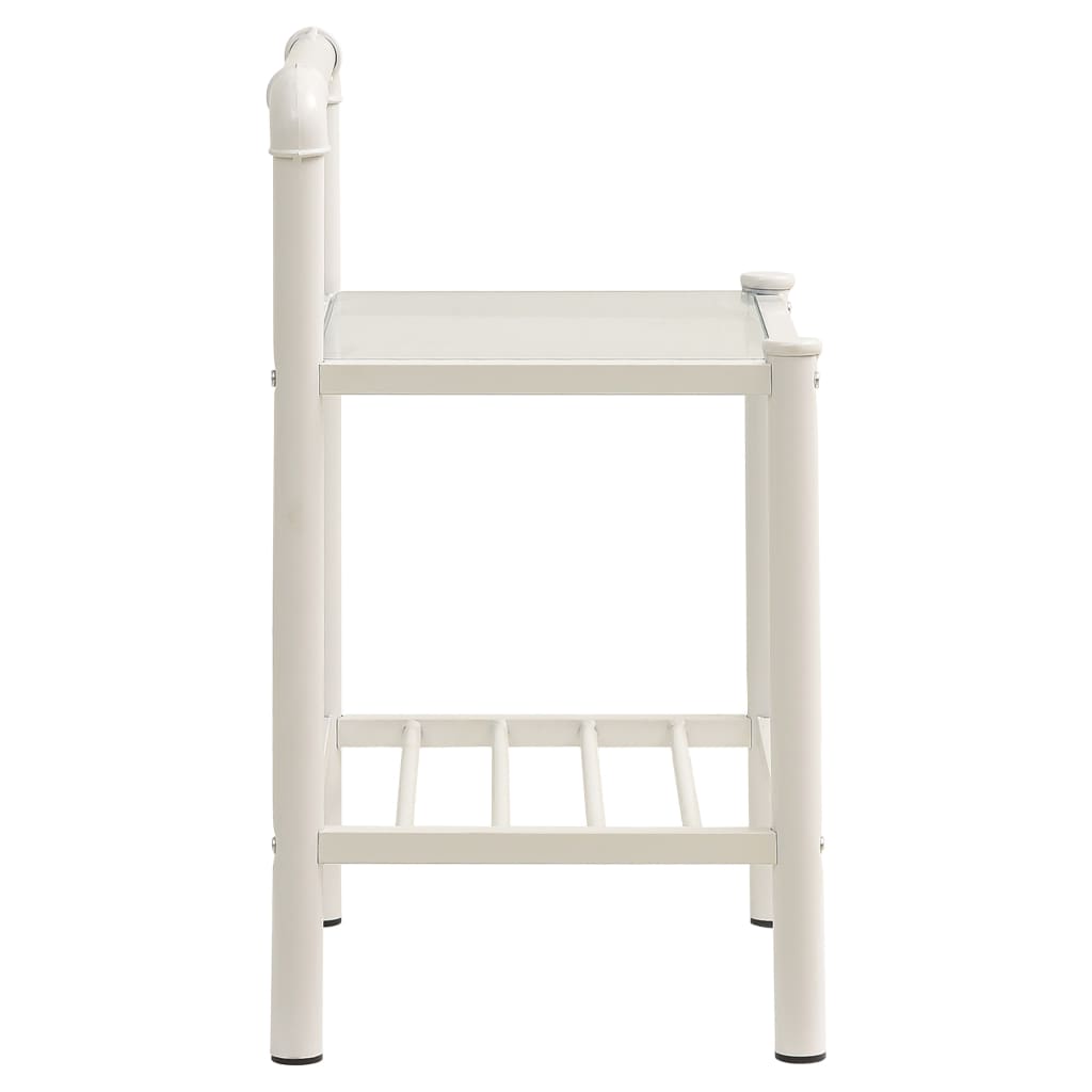 Bedside Cabinets 2 pcs White and Transparent Metal and Glass- Bedside Tables - HomeShopIreland - Home Shop Ireland - Bedside Tables - Bedside Cabinets 2 pcs White and Transparent Metal and Glass