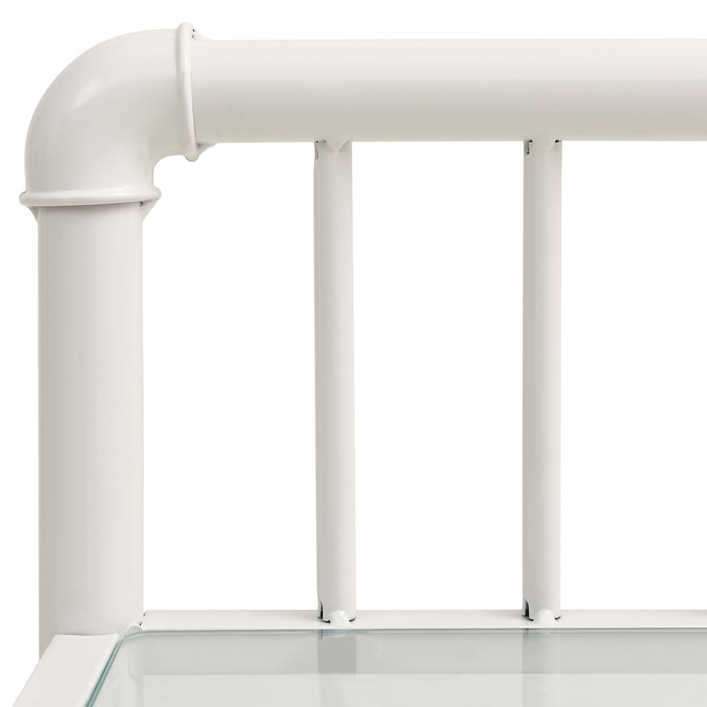 Bedside Cabinets 2 pcs White and Transparent Metal and Glass- Bedside Tables - HomeShopIreland - Home Shop Ireland - Bedside Tables - Bedside Cabinets 2 pcs White and Transparent Metal and Glass