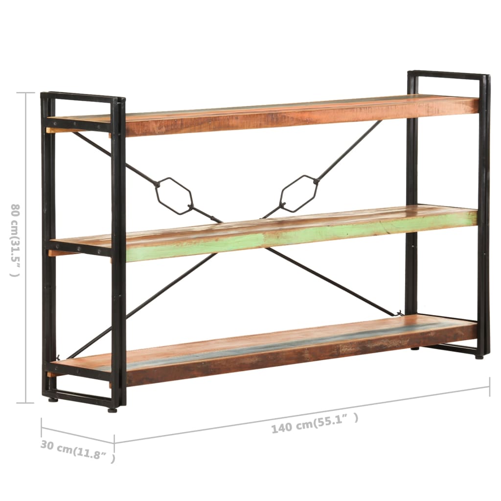 3-Tier Bookcase 140x30x80 cm Solid Reclaimed Wood- Bookcases & Standing Shelves - HomeShopIreland - Home Shop Ireland - Bookcases & Standing Shelves - 3-Tier Bookcase 140x30x80 cm Solid Reclaimed Wood