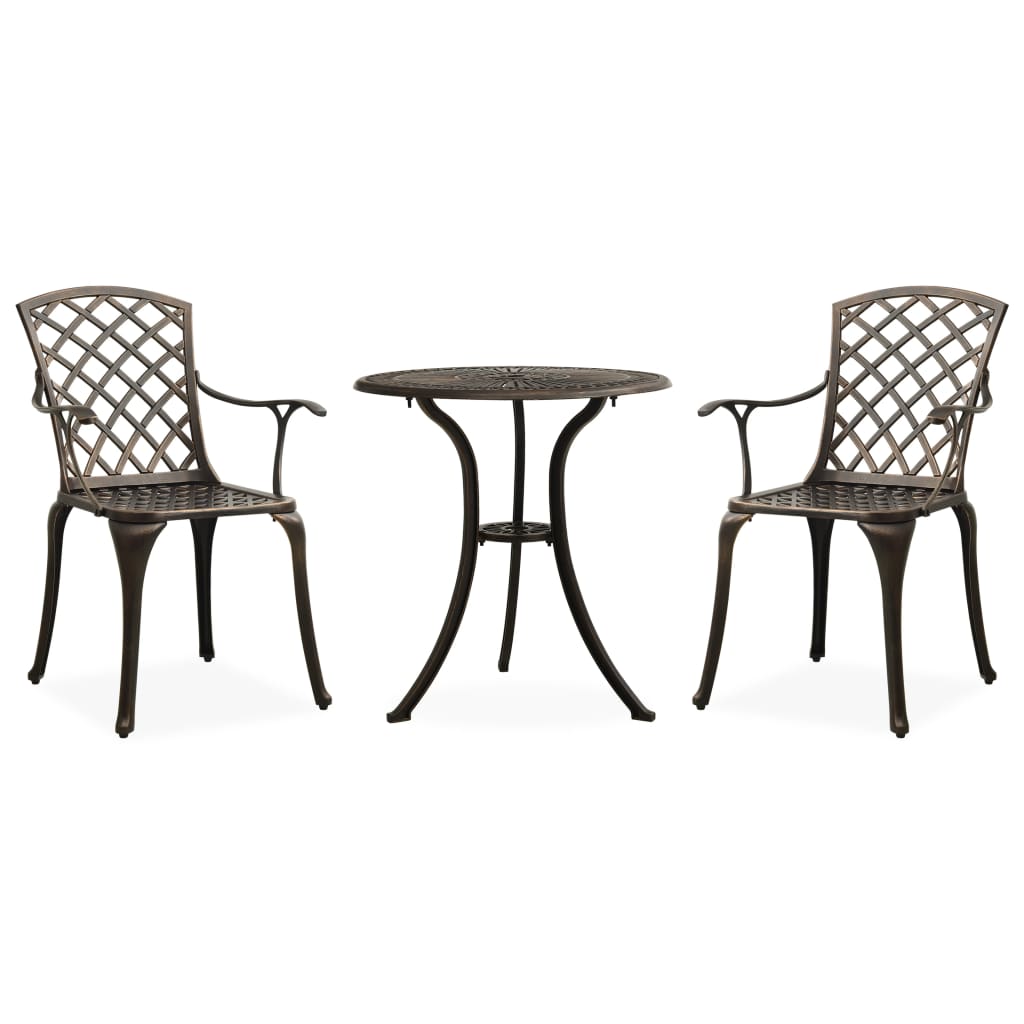 3 Piece Bistro Set Cast Aluminium Bronze- Outdoor Furniture Sets - HomeShopIreland - Home Shop Ireland - Outdoor Furniture Sets - 3 Piece Bistro Set Cast Aluminium Bronze