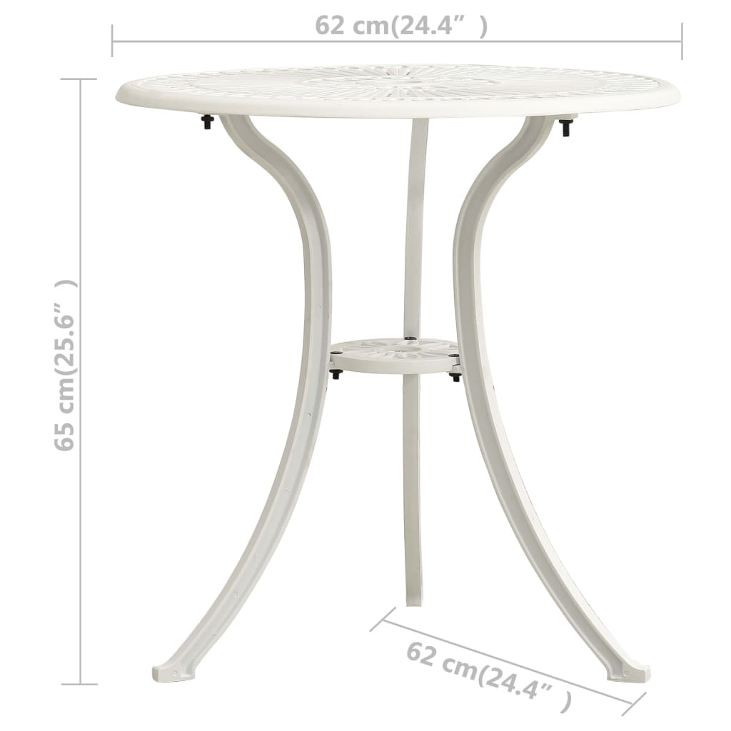 3 Piece Bistro Set Cast Aluminium White- Outdoor Furniture Sets - HomeShopIreland - Home Shop Ireland - Outdoor Furniture Sets - 3 Piece Bistro Set Cast Aluminium White
