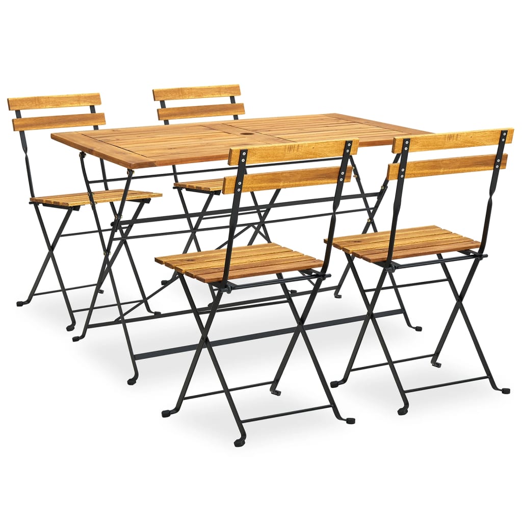 5 Piece Folding Outdoor Dining Set Solid Acacia Wood- Outdoor Furniture Sets - HomeShopIreland - Home Shop Ireland - Outdoor Furniture Sets - 5 Piece Folding Outdoor Dining Set Solid Acacia Wood