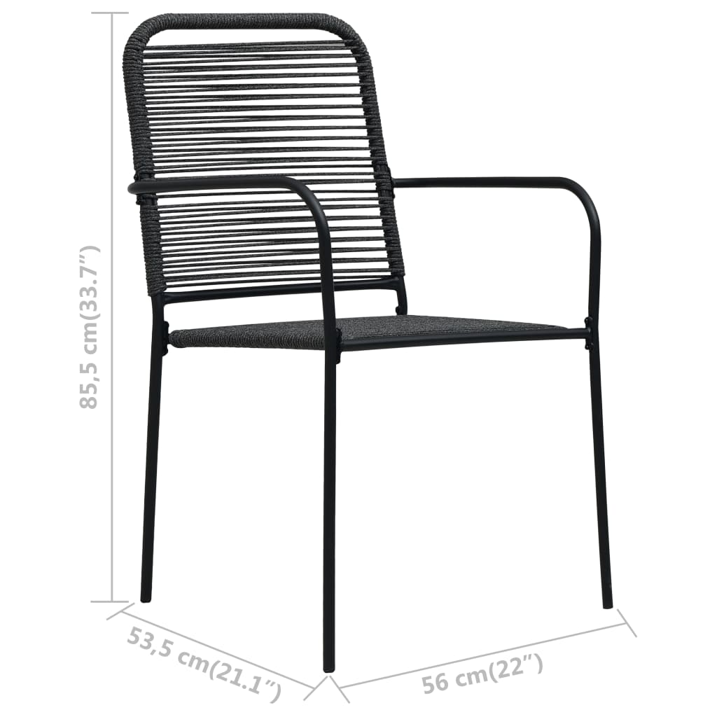 7 Piece Garden Dining Set Cotton Rope and Steel Black- Outdoor Furniture Sets - HomeShopIreland - Home Shop Ireland - Outdoor Furniture Sets - 7 Piece Garden Dining Set Cotton Rope and Steel Black
