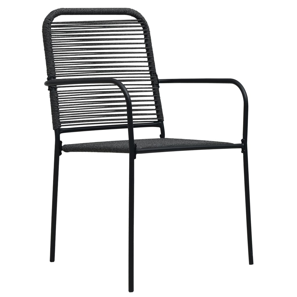 7 Piece Garden Dining Set Cotton Rope and Steel Black- Outdoor Furniture Sets - HomeShopIreland - Home Shop Ireland - Outdoor Furniture Sets - 7 Piece Garden Dining Set Cotton Rope and Steel Black