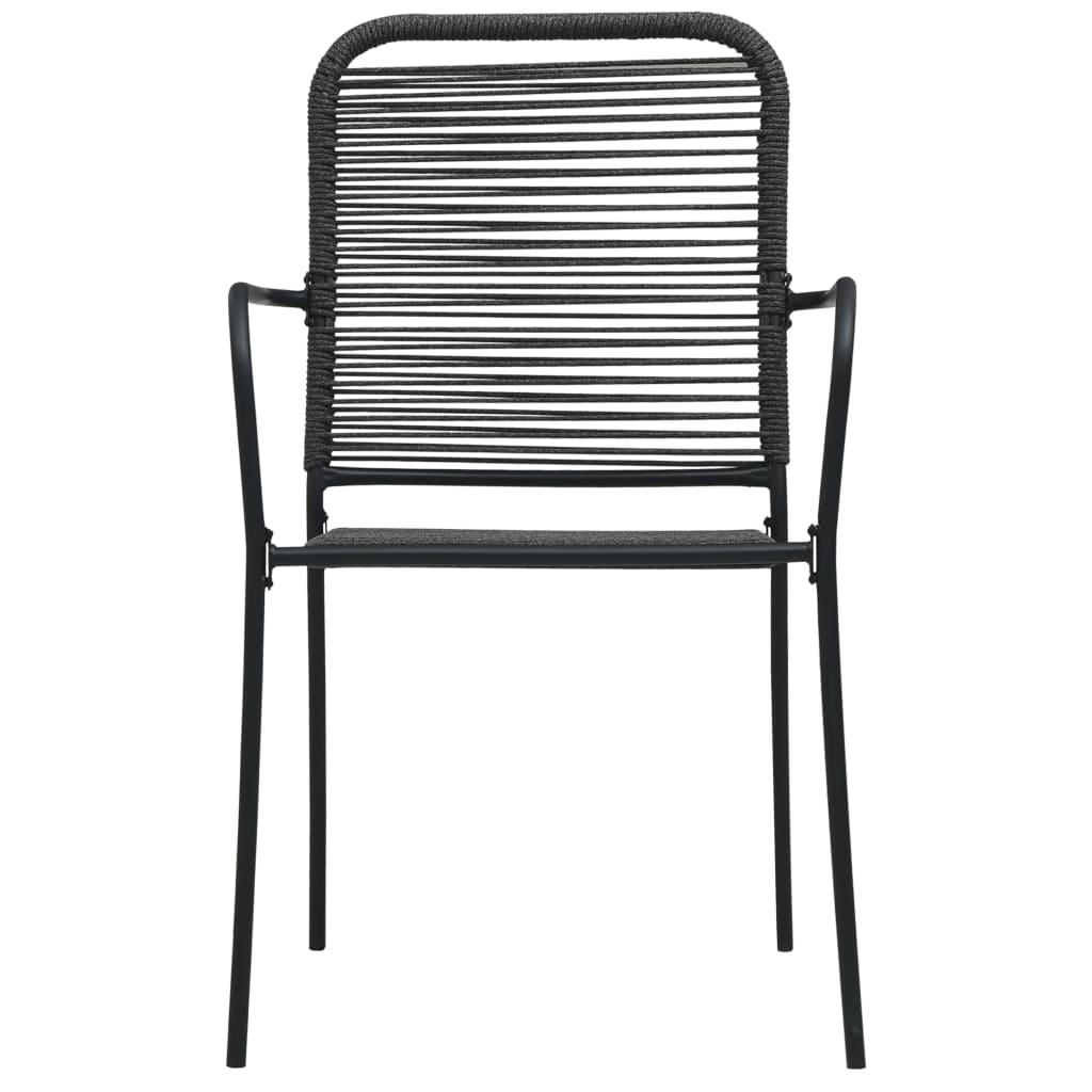 7 Piece Garden Dining Set Cotton Rope and Steel Black- Outdoor Furniture Sets - HomeShopIreland - Home Shop Ireland - Outdoor Furniture Sets - 7 Piece Garden Dining Set Cotton Rope and Steel Black