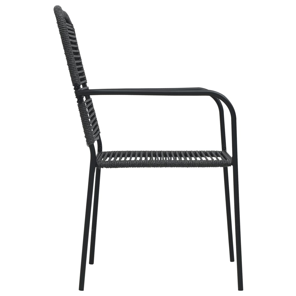 7 Piece Garden Dining Set Cotton Rope and Steel Black- Outdoor Furniture Sets - HomeShopIreland - Home Shop Ireland - Outdoor Furniture Sets - 7 Piece Garden Dining Set Cotton Rope and Steel Black
