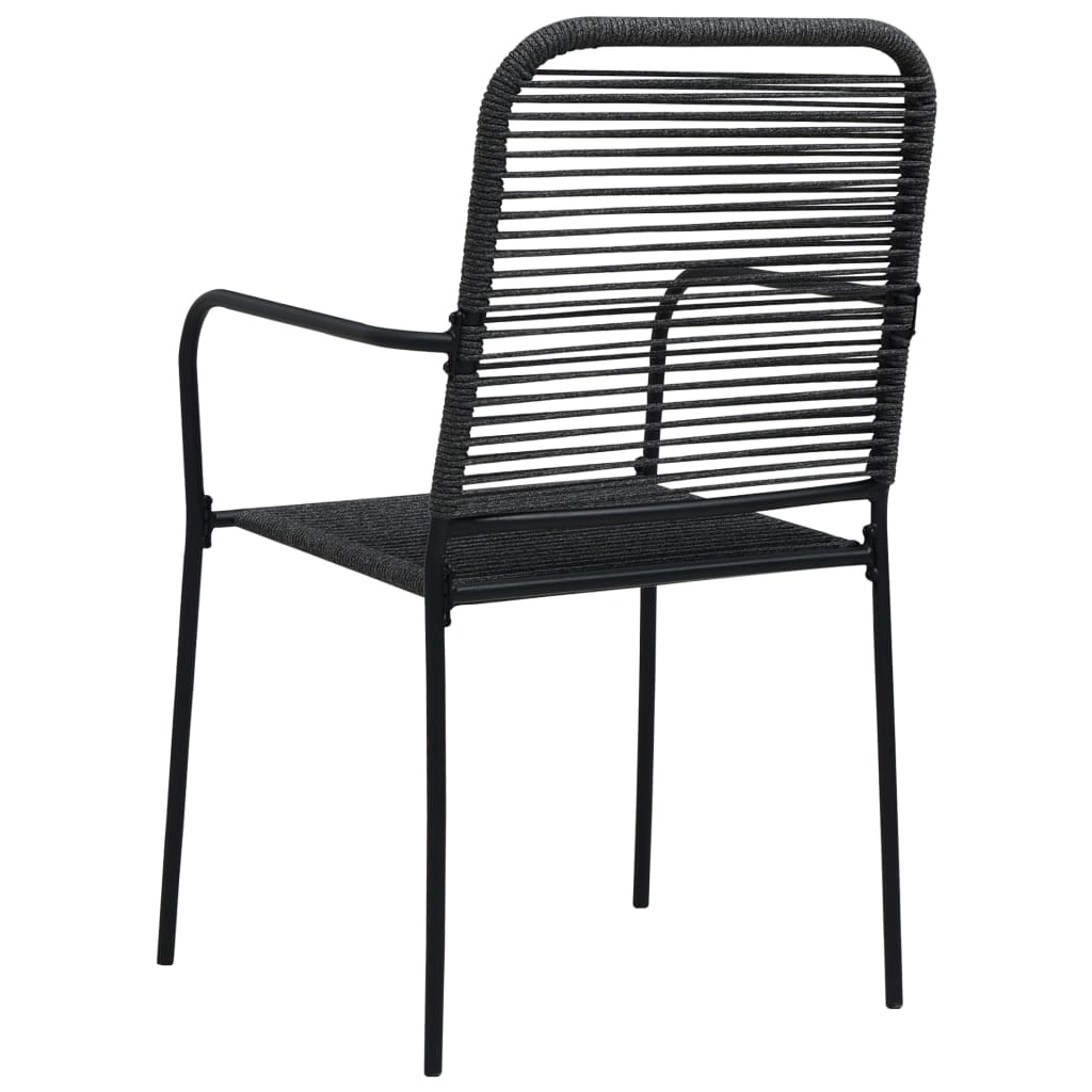 7 Piece Garden Dining Set Cotton Rope and Steel Black- Outdoor Furniture Sets - HomeShopIreland - Home Shop Ireland - Outdoor Furniture Sets - 7 Piece Garden Dining Set Cotton Rope and Steel Black