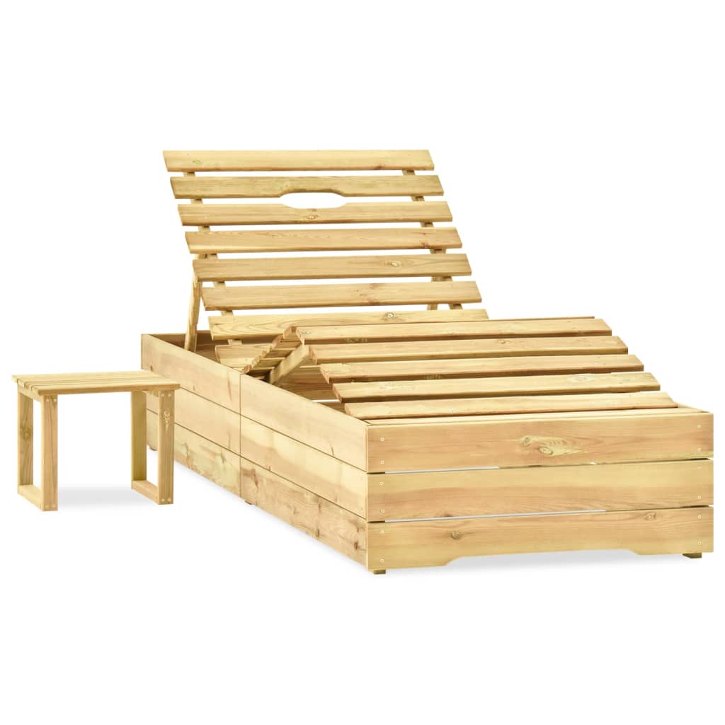 Sun Lounger with Table Green Impregnated Pinewood- Sunloungers - HomeShopIreland - Home Shop Ireland - Sunloungers - Sun Lounger with Table Green Impregnated Pinewood