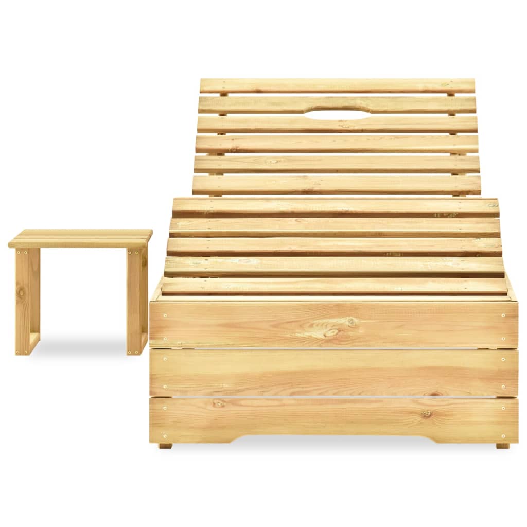 Sun Lounger with Table Green Impregnated Pinewood- Sunloungers - HomeShopIreland - Home Shop Ireland - Sunloungers - Sun Lounger with Table Green Impregnated Pinewood