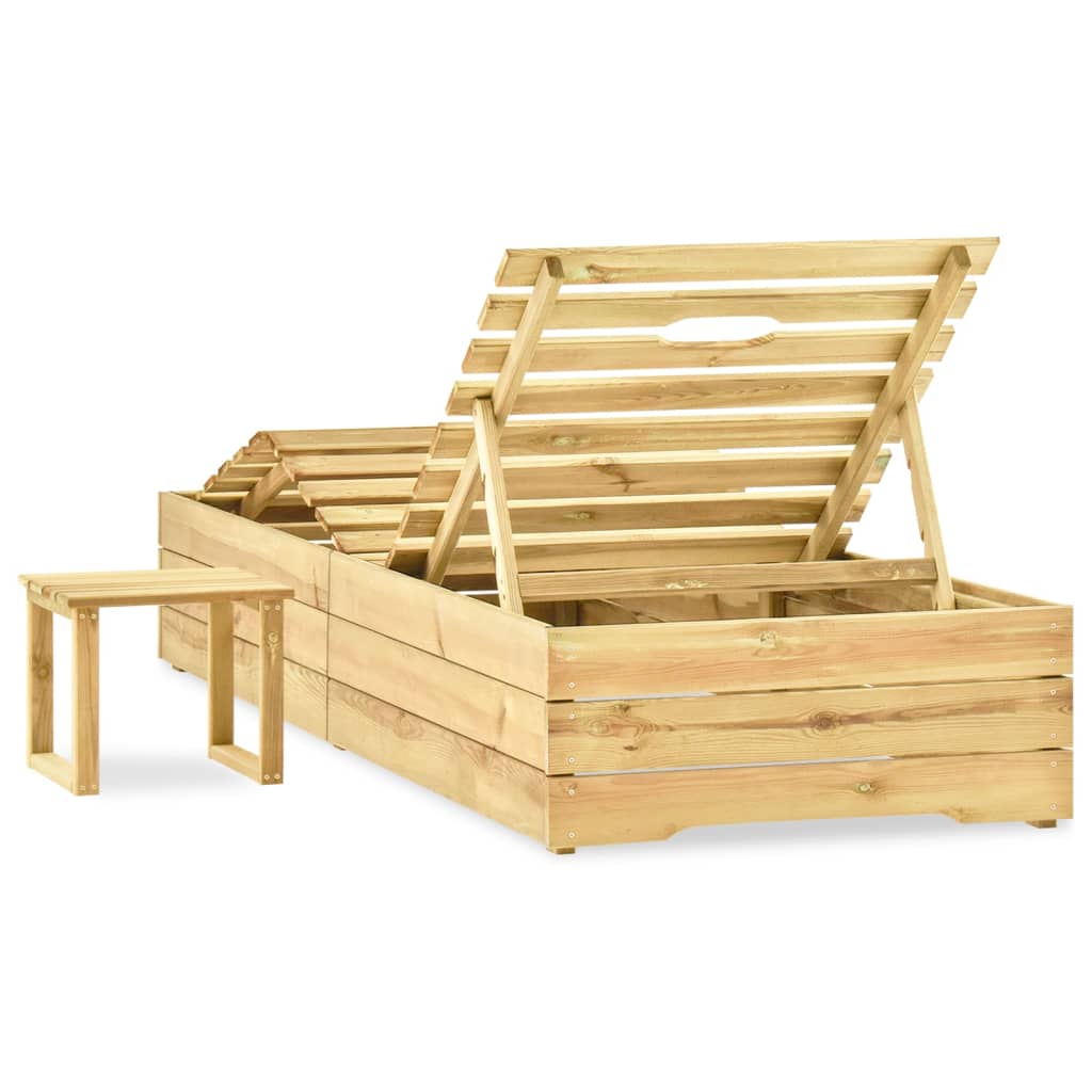 Sun Lounger with Table Green Impregnated Pinewood- Sunloungers - HomeShopIreland - Home Shop Ireland - Sunloungers - Sun Lounger with Table Green Impregnated Pinewood