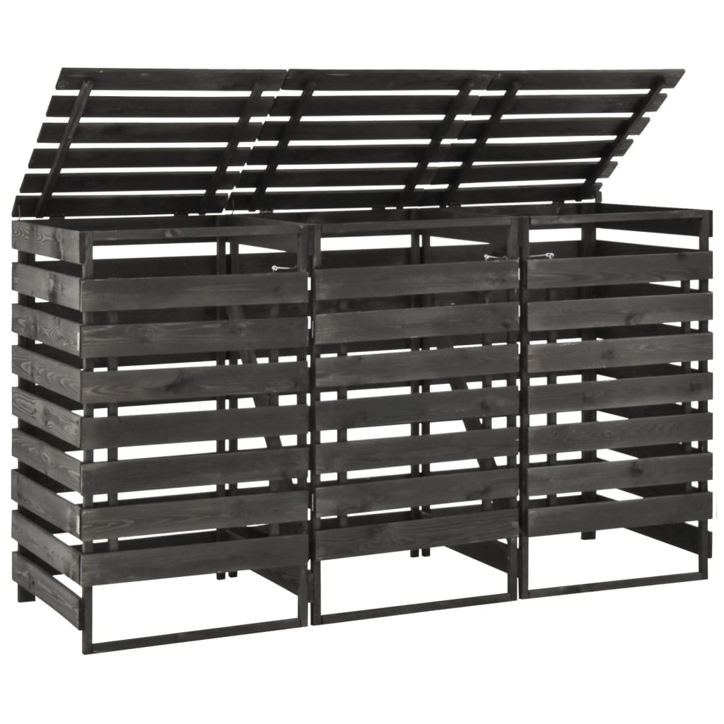 Triple Wheelie Bin Shed 210x75x121 cm Painted Solid Pinewood- Waste Container Enclosures - HomeShopIreland - Home Shop Ireland - Waste Container Enclosures - Triple Wheelie Bin Shed 210x75x121 cm Painted Solid Pinewood