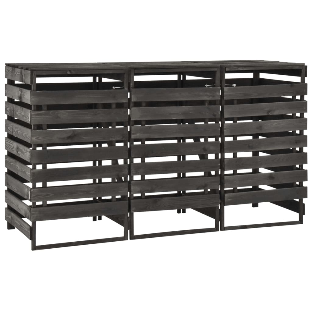 Triple Wheelie Bin Shed 210x75x121 cm Painted Solid Pinewood- Waste Container Enclosures - HomeShopIreland - Home Shop Ireland - Waste Container Enclosures - Triple Wheelie Bin Shed 210x75x121 cm Painted Solid Pinewood