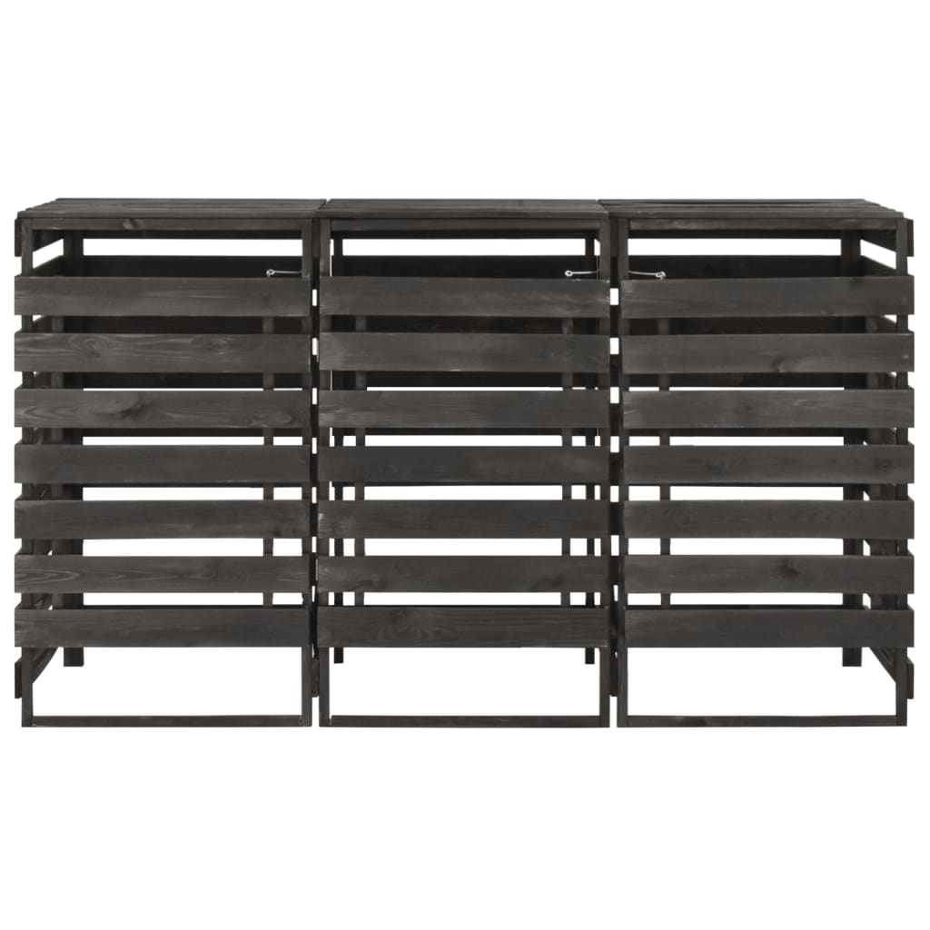 Triple Wheelie Bin Shed 210x75x121 cm Painted Solid Pinewood- Waste Container Enclosures - HomeShopIreland - Home Shop Ireland - Waste Container Enclosures - Triple Wheelie Bin Shed 210x75x121 cm Painted Solid Pinewood