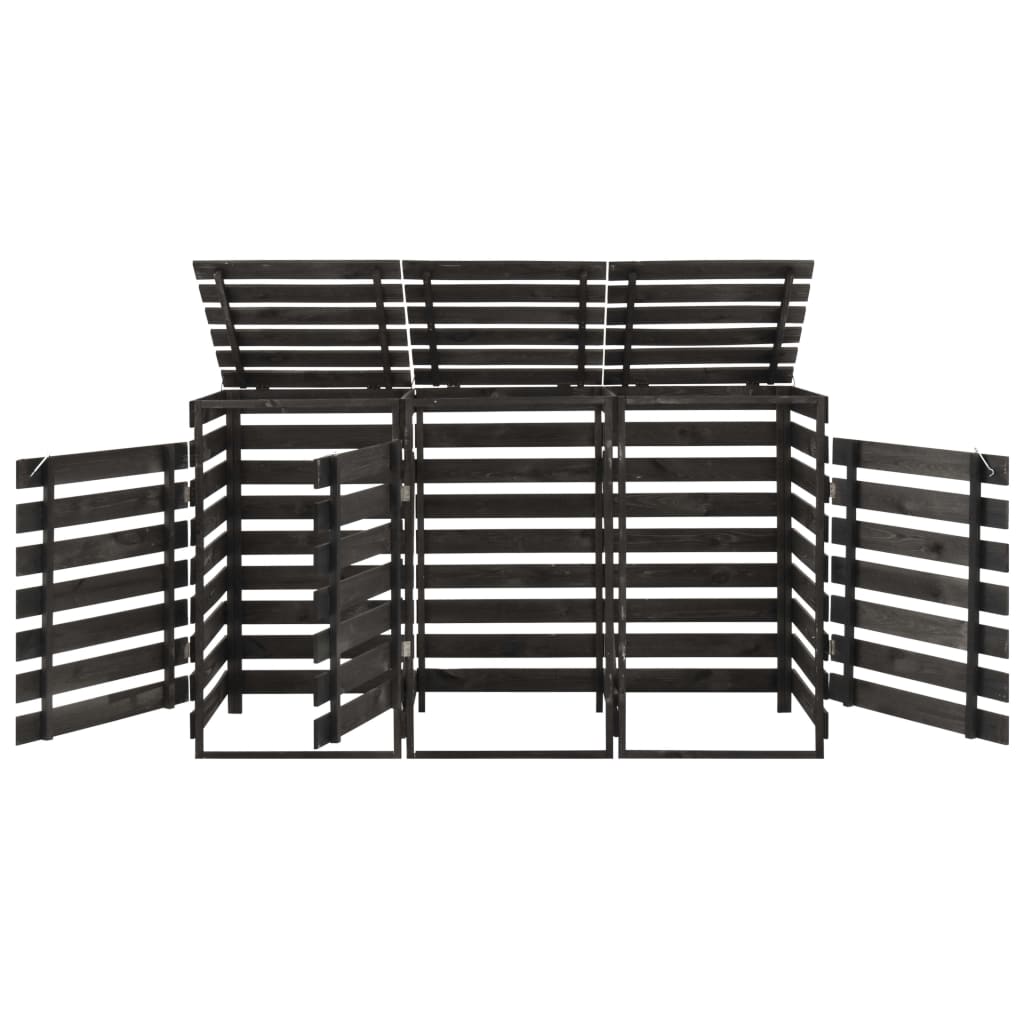 Triple Wheelie Bin Shed 210x75x121 cm Painted Solid Pinewood- Waste Container Enclosures - HomeShopIreland - Home Shop Ireland - Waste Container Enclosures - Triple Wheelie Bin Shed 210x75x121 cm Painted Solid Pinewood