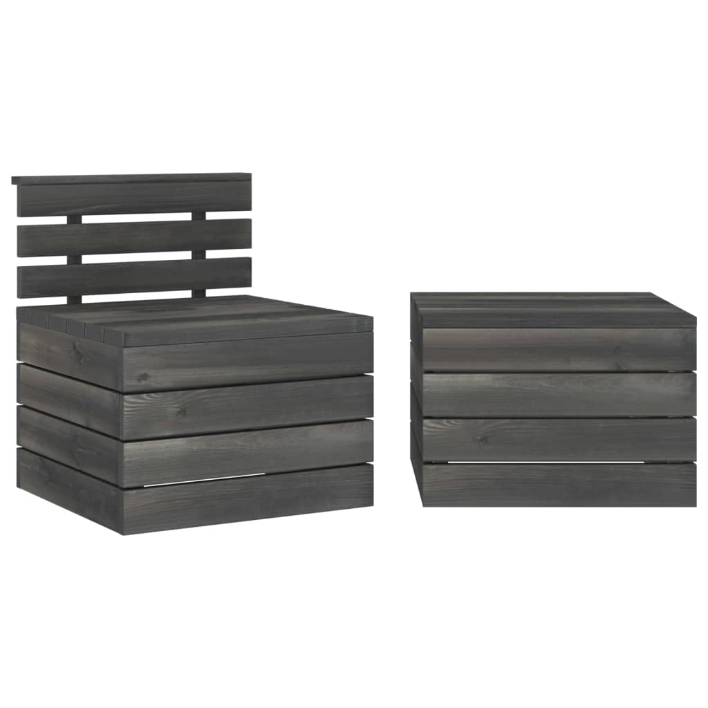 2 Piece Garden Pallet Lounge Set Solid Pinewood Dark Grey- Outdoor Furniture Sets - HomeShopIreland - Home Shop Ireland - Outdoor Furniture Sets - 2 Piece Garden Pallet Lounge Set Solid Pinewood Dark Grey