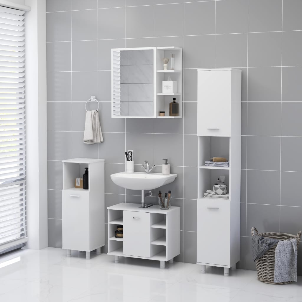 Bathroom Mirror Cabinet White 62.5x20.5x64 cm Chipboard- Bathroom Vanity Units - HomeShopIreland - Home Shop Ireland - Bathroom Vanity Units - Bathroom Mirror Cabinet White 62.5x20.5x64 cm Chipboard