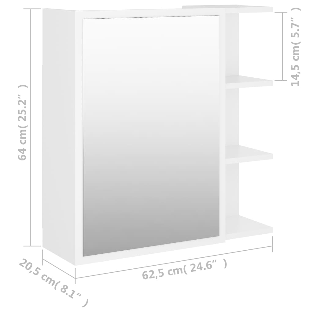 Bathroom Mirror Cabinet White 62.5x20.5x64 cm Chipboard- Bathroom Vanity Units - HomeShopIreland - Home Shop Ireland - Bathroom Vanity Units - Bathroom Mirror Cabinet White 62.5x20.5x64 cm Chipboard