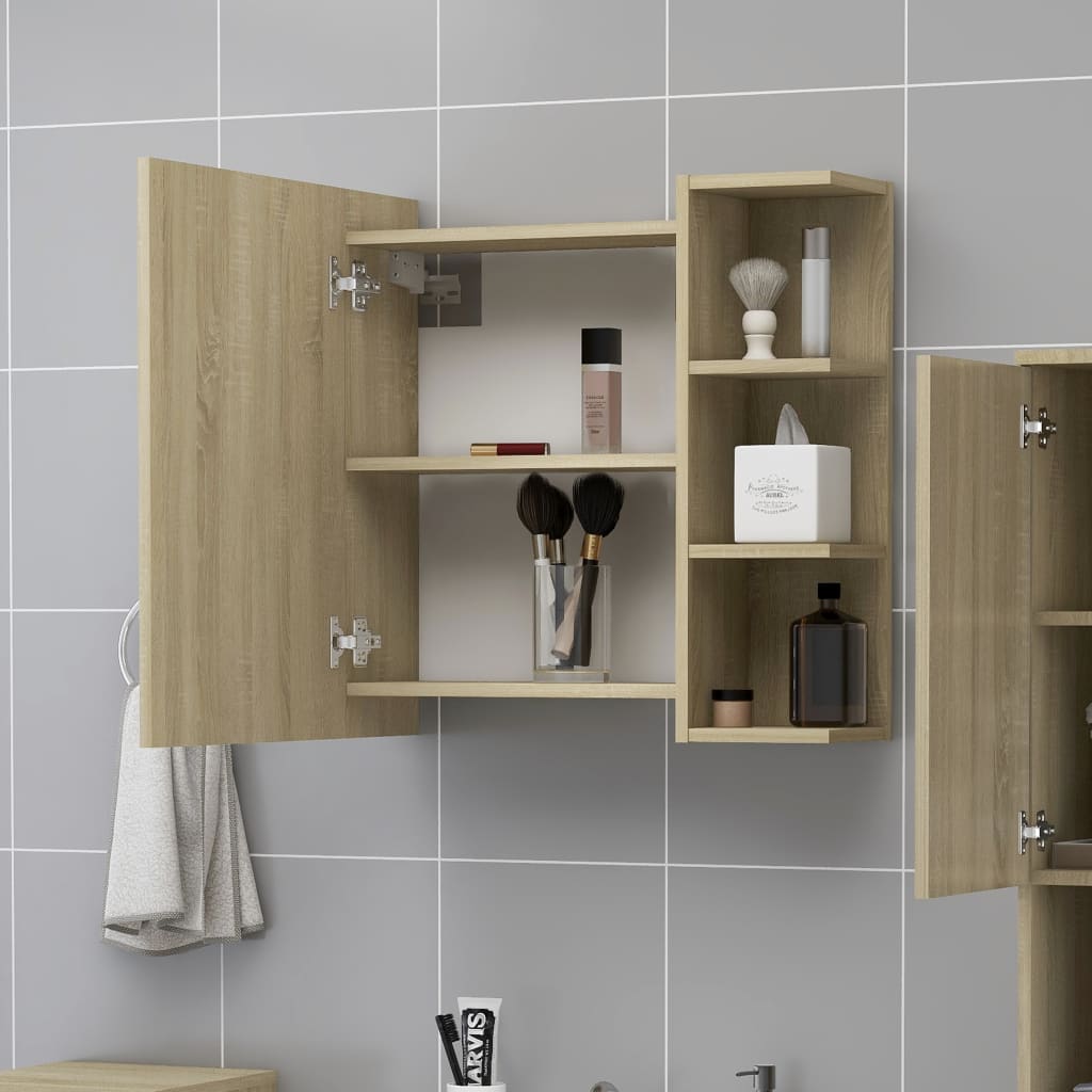Bathroom Mirror Cabinet Sonoma Oak 62.5x20.5x64 cm Chipboard- Bathroom Vanity Units - HomeShopIreland - Home Shop Ireland - Bathroom Vanity Units - Bathroom Mirror Cabinet Sonoma Oak 62.5x20.5x64 cm Chipboard