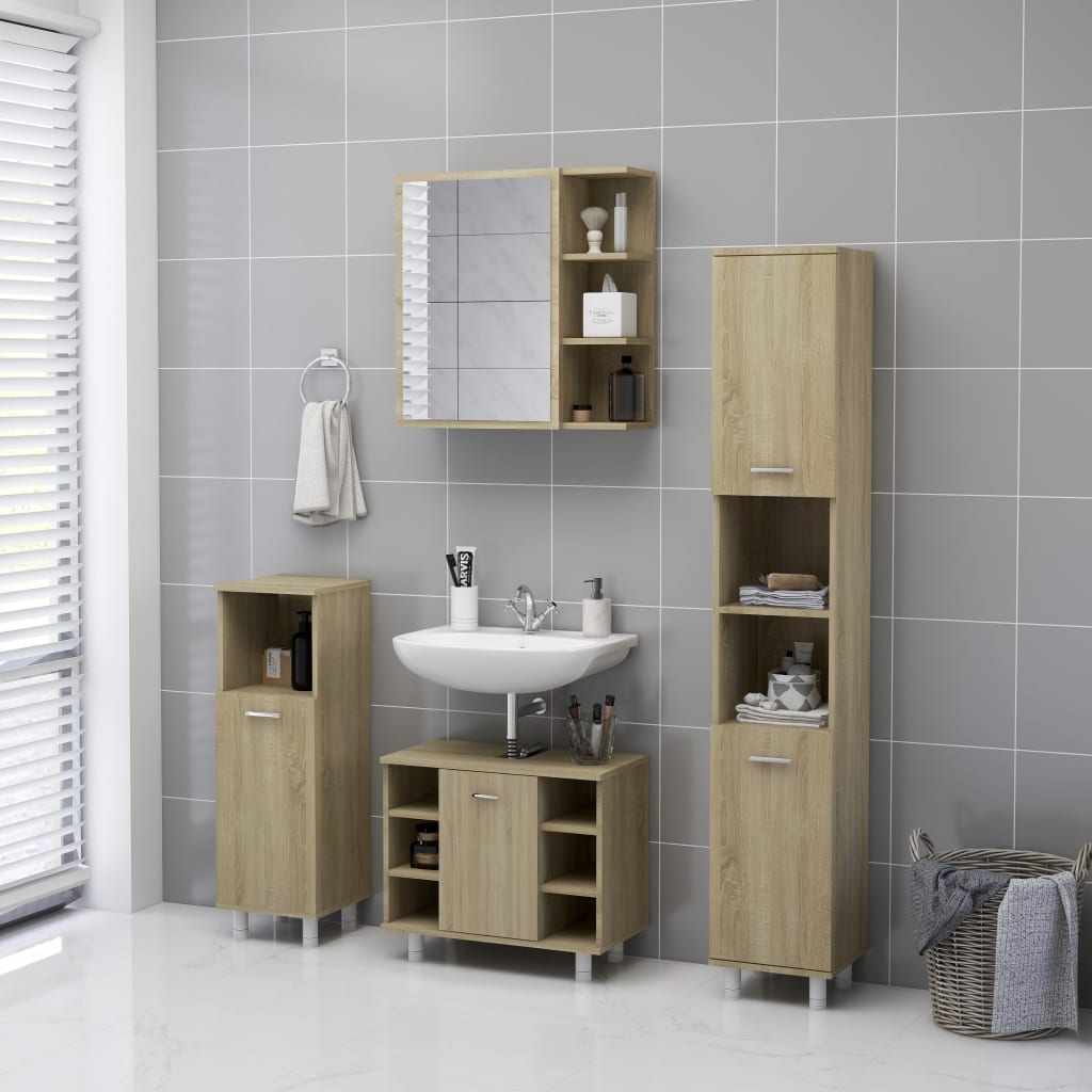 Bathroom Mirror Cabinet Sonoma Oak 62.5x20.5x64 cm Chipboard- Bathroom Vanity Units - HomeShopIreland - Home Shop Ireland - Bathroom Vanity Units - Bathroom Mirror Cabinet Sonoma Oak 62.5x20.5x64 cm Chipboard
