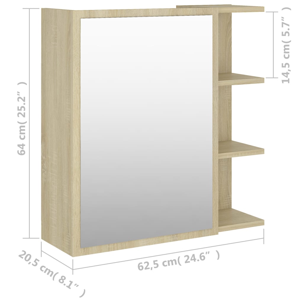 Bathroom Mirror Cabinet Sonoma Oak 62.5x20.5x64 cm Chipboard- Bathroom Vanity Units - HomeShopIreland - Home Shop Ireland - Bathroom Vanity Units - Bathroom Mirror Cabinet Sonoma Oak 62.5x20.5x64 cm Chipboard