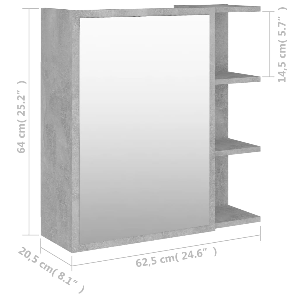 Bathroom Mirror Cabinet Concrete Grey 62.5x20.5x64 cm Chipboard- Bathroom Vanity Units - HomeShopIreland - Home Shop Ireland - Bathroom Vanity Units - Bathroom Mirror Cabinet Concrete Grey 62.5x20.5x64 cm Chipboard