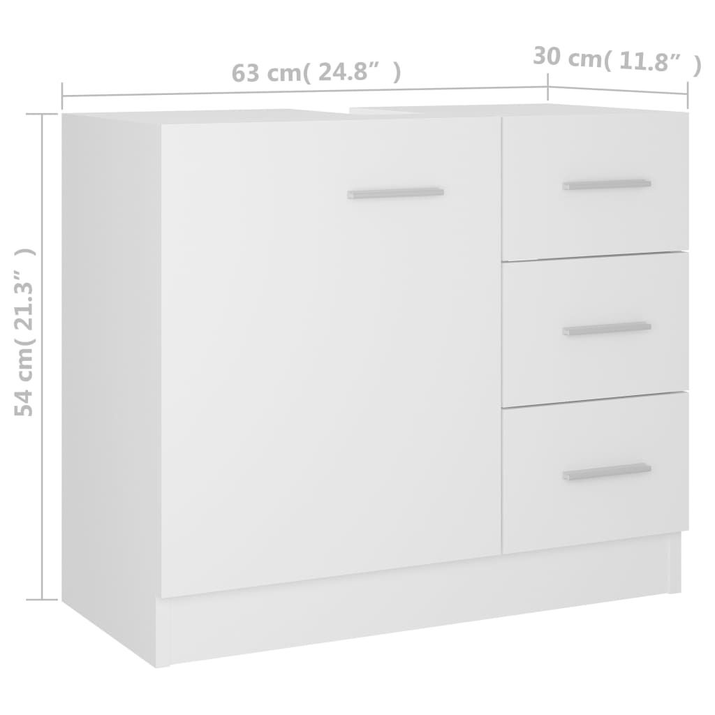 Sink Cabinet White 63x30x54 cm Chipboard- Bathroom Furniture Sets - HomeShopIreland - Home Shop Ireland - Bathroom Furniture Sets - Sink Cabinet White 63x30x54 cm Chipboard