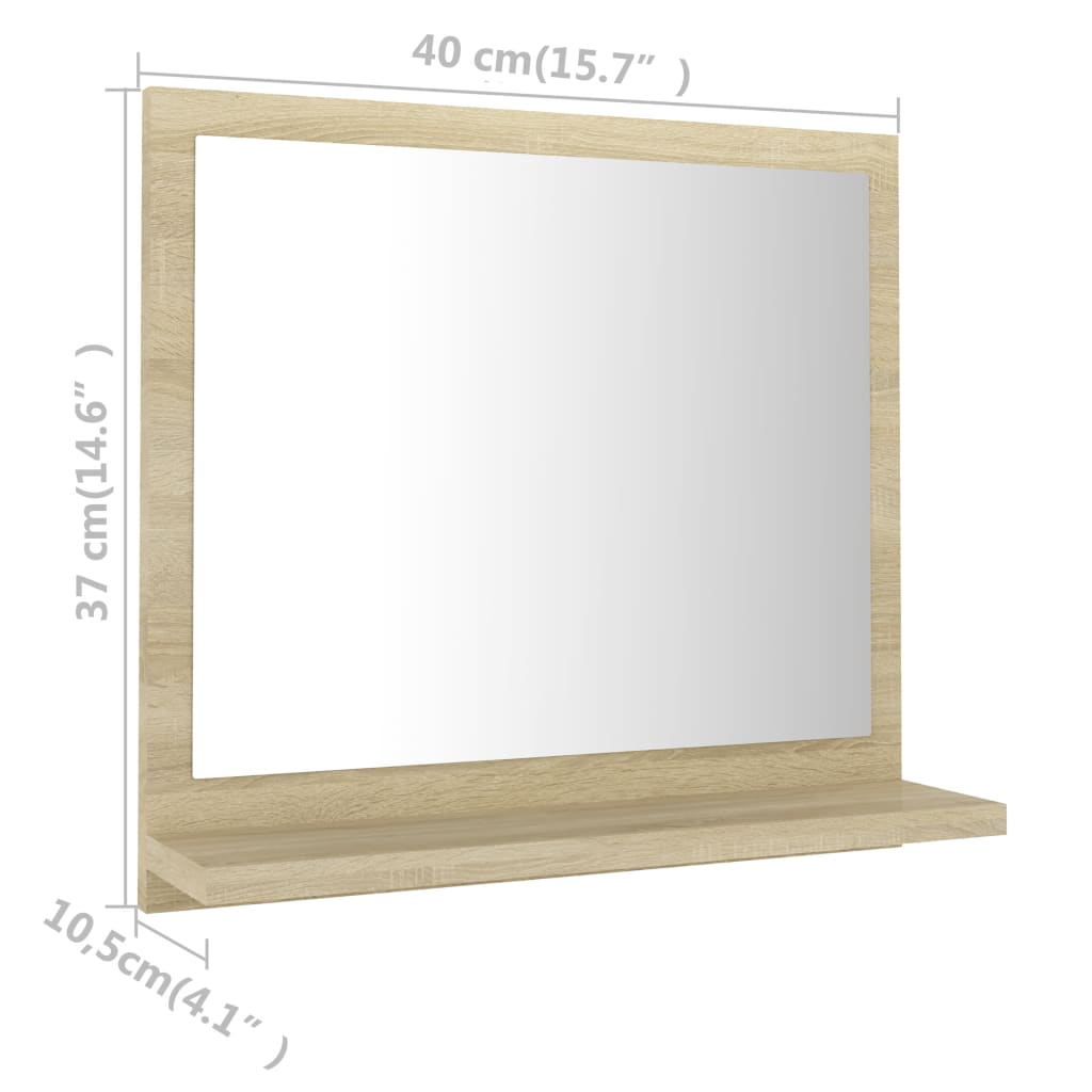 Bathroom Mirror Sonoma Oak 40x10.5x37 cm Chipboard- Bathroom Vanity Units - HomeShopIreland - Home Shop Ireland - Bathroom Vanity Units - Bathroom Mirror Sonoma Oak 40x10.5x37 cm Chipboard